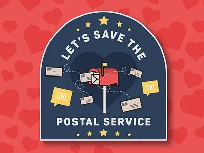 Save the Post Office blue chicago creativemornings hearts illustration illustrator letter love mail mailbox patriot post office postal service postcard red stars united states usa white yellow