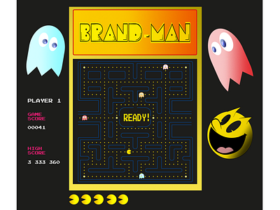 Brand-MAn 80s 90s brand game hightscore old school pac man retro theme yellow