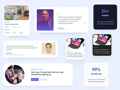 Bytehub - Cards Components app bytehub cards ui clean component elements minimal mobile saas ui ux web web components