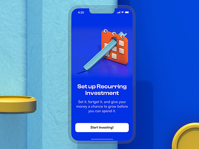 STRS - Set up a recurring investment 3d animation app appdesign banking c4d cinema 4d coin finance fintech illustration interface investments ios motion graphics payments recurring ui
