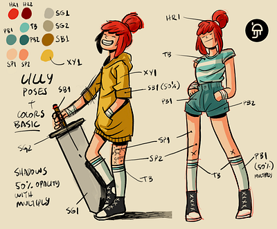 Character poses and color palette character design characterdesign comics design illustration procreate