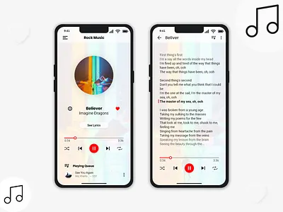 Music Player App Design adobe xd andriod beliver dribbble ios lyrics music music app music player uidesign