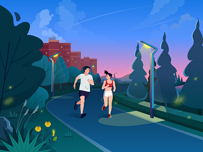 Night running illustration