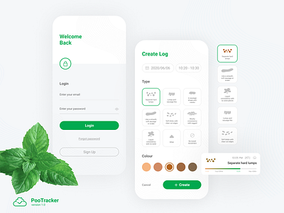 Freebie Template PooTracker App app design freebie mobile ui