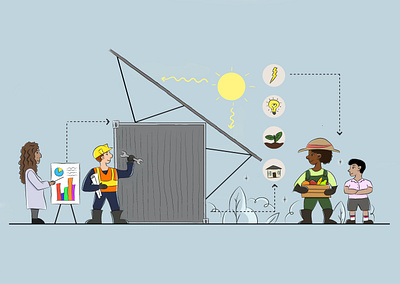 Solar Power Generation illustration process solar energy system