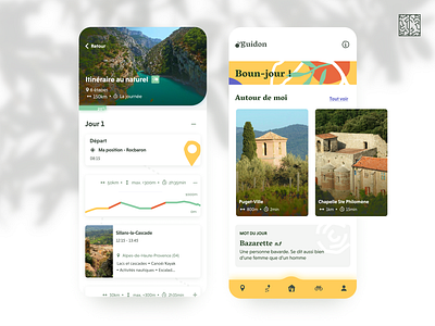 Guidon app - travel app app bike cycle cycling design france logo mobile natural nature roadtrip tourism travel travel app trip ui web