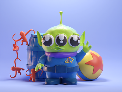 Oooooh! The Claw! 3d alien aliens b3d blender illustration isometric low poly luxo ball pixar render toy story