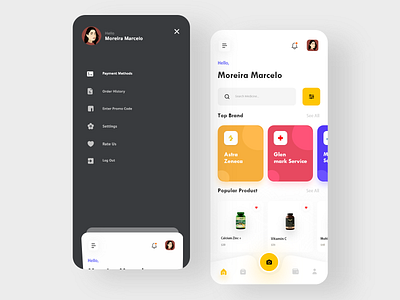 Medicine Delivery App 2020 trend awsmd creative delivery app design dribbleshot medicine medicine delivery app menubar mobile app mobile app design mobile ui popular shot side menu ui ux design uiuxdesigner