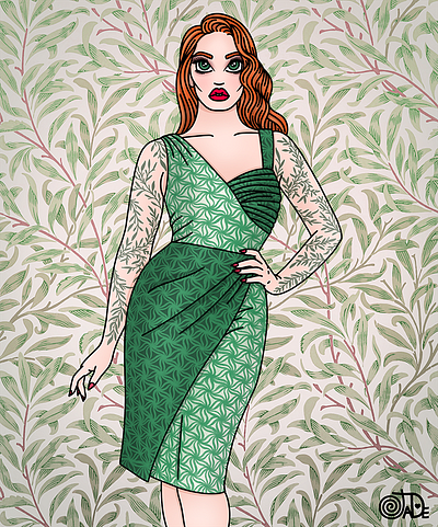 Poison Ivy candy doll club fashion illustration fashion illustrator green dress pinup poison ivy rockabilly tattoos