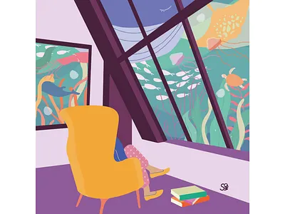 Under the seaaaa🦑🐋💙 adobe illustration adobe illustrator digital illustration flat design flat illustration flatdesign illustration interior design ocean room sea underthesea vector vector design