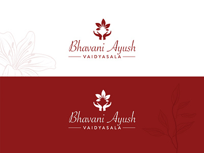 Ayurvedic Logo ayurvedic caring floral flowers hands illustrator logos merroon trend