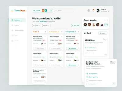 TeamDesk - Task Management checkbox collaboration dashboad dashboard kanban productivity project management saas saas design statistics task management app task manager taskmanagement teamwork time time tracker todo list web design webapp design website
