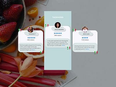 Testimonials - #039 design figma food icon mobile profile review testimonials ui web white