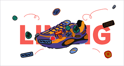 商业插图-鞋banner design illustration ui 商品详情页 封页 插画 紫色 运动鞋 鞋