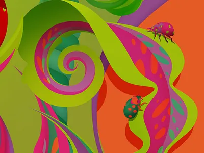 Details from 'Spring', 2020 bloom bugs colour colourful floral flower flowers illustration leaf marianna orsho mariannaorsho psychadelic seasons spring universe