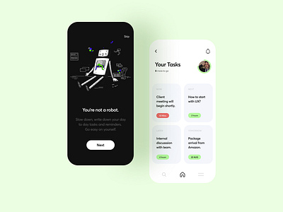 Tasks & Reminders App flat illustration interface management minimal mobile app tasks typography ui ux vector