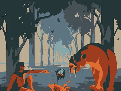 Picnic adobeillustrator animal art burn burning cat digitalart digitalillustration drawing earth ecology flames human illustration illustrator smilodon tiger vector vectorart wildlife