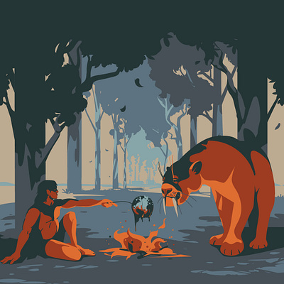 Picnic adobeillustrator animal art burn burning cat digitalart digitalillustration drawing earth ecology flames human illustration illustrator smilodon tiger vector vectorart wildlife