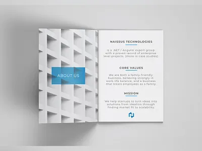 Page from Bi-Fold Brochure abstract abstract design bi fold bifold blue brand branding brochure design flat icon logo minimal