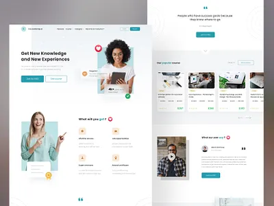 Online course landing page app course design e learning landing page minimal onlinecourse simple design ui uidesign uiux ux web design website