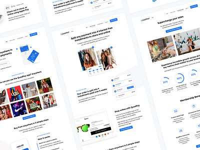 Split any payment app application blue finance fintech landing online payment payments quadpay shop store ui web website