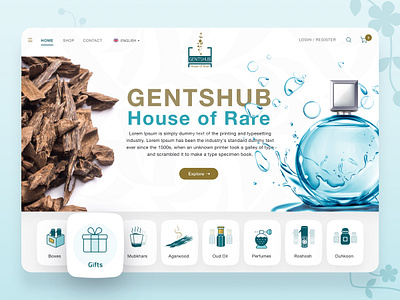 GentsHub Ecommerce Web Screen UI banner cards clean colors design ecommerce ecommerce app icon set icons illustration landing screen materialdesign minimal mobile modern perfumes shopping website ui ux website design ui