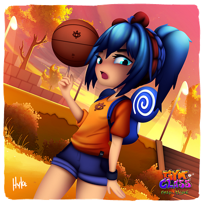 Gym Class Girl anime girl animeart basketball dribbble girl lil peep shiro sunset