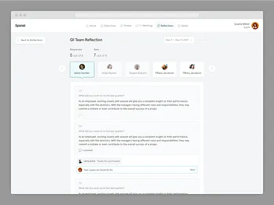 💭 Reflections in Spanat answers employee engagement feedback feedback form form hr platform questionnaire reflections review reviews saas spanat ui ux