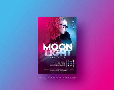 Nightclub Flyer Template "Moon Light Festival" creative design flyer flyer templates graphic design illustrator light nightclub party flyer photoshop poster psd psd flyer