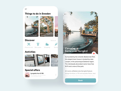 Visit Sweden 🇸🇪 activities book booking discover icons minimal mobile mobile app design modern special offer stockholm sweden travel travel app traveling