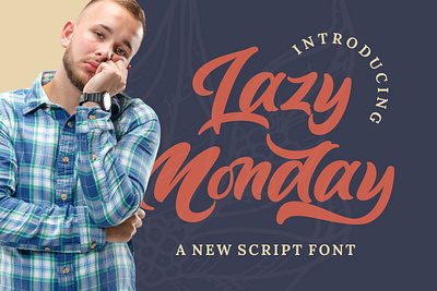 Lazy Monday - Bold Script Font bold brush calligraphy font groovy handdrawn handlettering logotype multilingual puaencode retro script stylish vintage