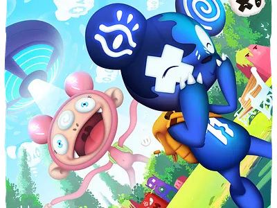 Kiki & Shiro Invasion artwork game gameapp gameart gameasset mobile game murakami pop art pop culture takashi murakami teddybear
