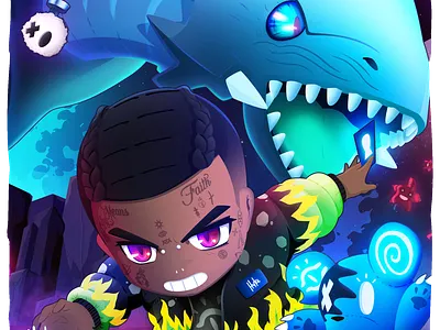 Lil Uzi Vert & Blue Eyes White Dragon anime anime art animeart artwork blue eyes dragon game game art game artist game design games japanese yugioh