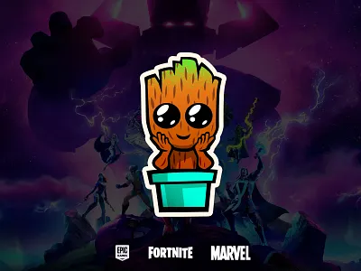 Fortnite Chapter 2 Season 4 emoticons - Baby Groot avengers comics fortnite groot illustration marvel ui video game