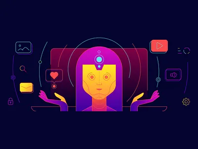 Machine learning 2d illustration illustrator vector