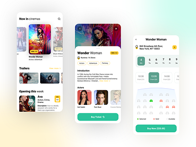 Movie APP UI actor app cinema design location movie tick trailer ui ux watch