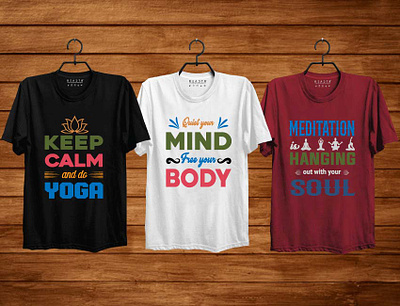 Yoga T-shirt Bundle art body clothes clothing eps meditation mind soul template texture tshirt tshirtdesign typography vector yoga