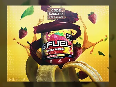 GFUEL - Strawberry Bannana ad advert advertisement design photoshop vibrant