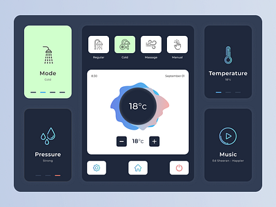 Shower touch pannel app bath bath pannel bathroom design figma pannel press kit pressure shower showers sketch smart touch pannel touch touch pannel ui ux