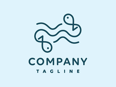 Fish Jumping Out Of The Sea Logo Design branding clean creative cute fish fisherman fishing jumping logo design marine minimalistic nautical ocean playing professional sea seaside swimming water waves