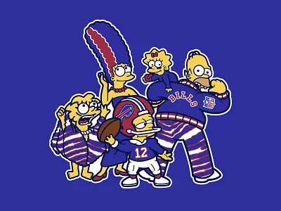 The Simpsons Buffalo Bills Mafia 90s bart simpson buffalo cartoon football homer simpson illustration national football league nfl retro simpsons sports the simpsons vector vintage