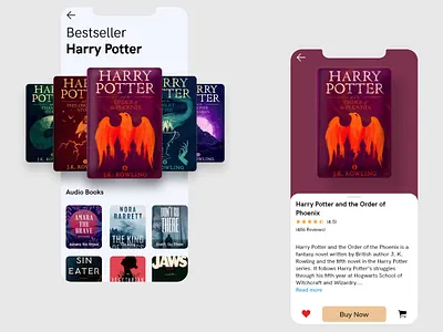 Book Application UI adobexd application book creative design harrypotter ui user experience userinterface ux web