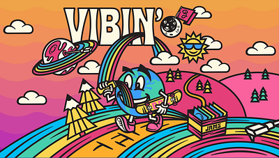 VIBIN' – Keep On Creating with Adobe adobe branding create illustration illustrator ipad jams keep on creating rainbow records typography vibes world