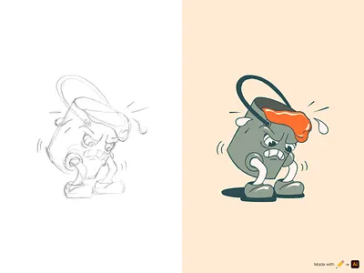 K 1930s adobe illustrator design illustration paint bucket product illustration rubber hose sketch vector warmup