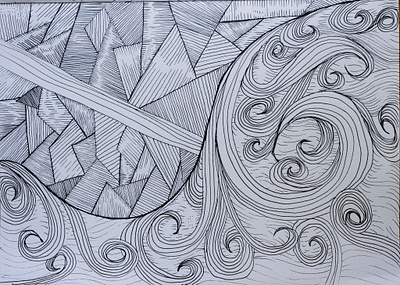 Duality black and white drawn illustration lines palkev pen and ink sketchbook