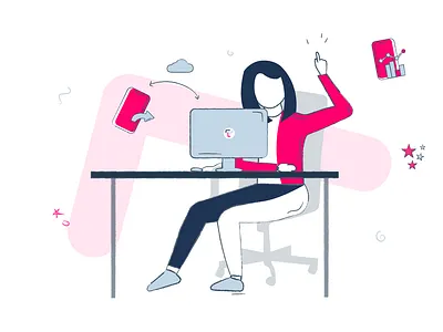 SaaS Business Model Illustration charcoal desk desktop galshir illustration illustrator pose procreate saas saas app software illustration thrive ui