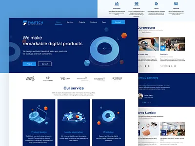 Famtech Home page home page landing page technology ui website