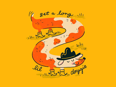 hot dog cowboy 🌭 cowboy dog illustration lettering procreate pun type wiener dog yeehaw