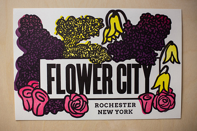 Flower City Poster illustration letterpress poster