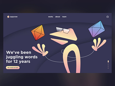 Creative homepage for a copywriting agency